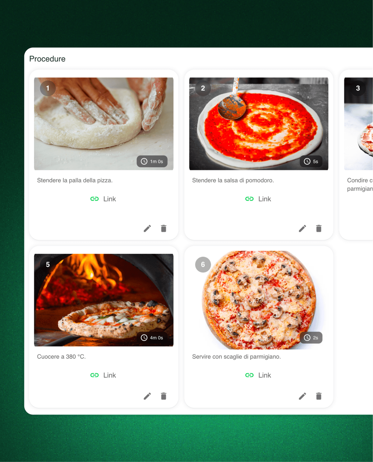 Gestione impasti e procedimenti